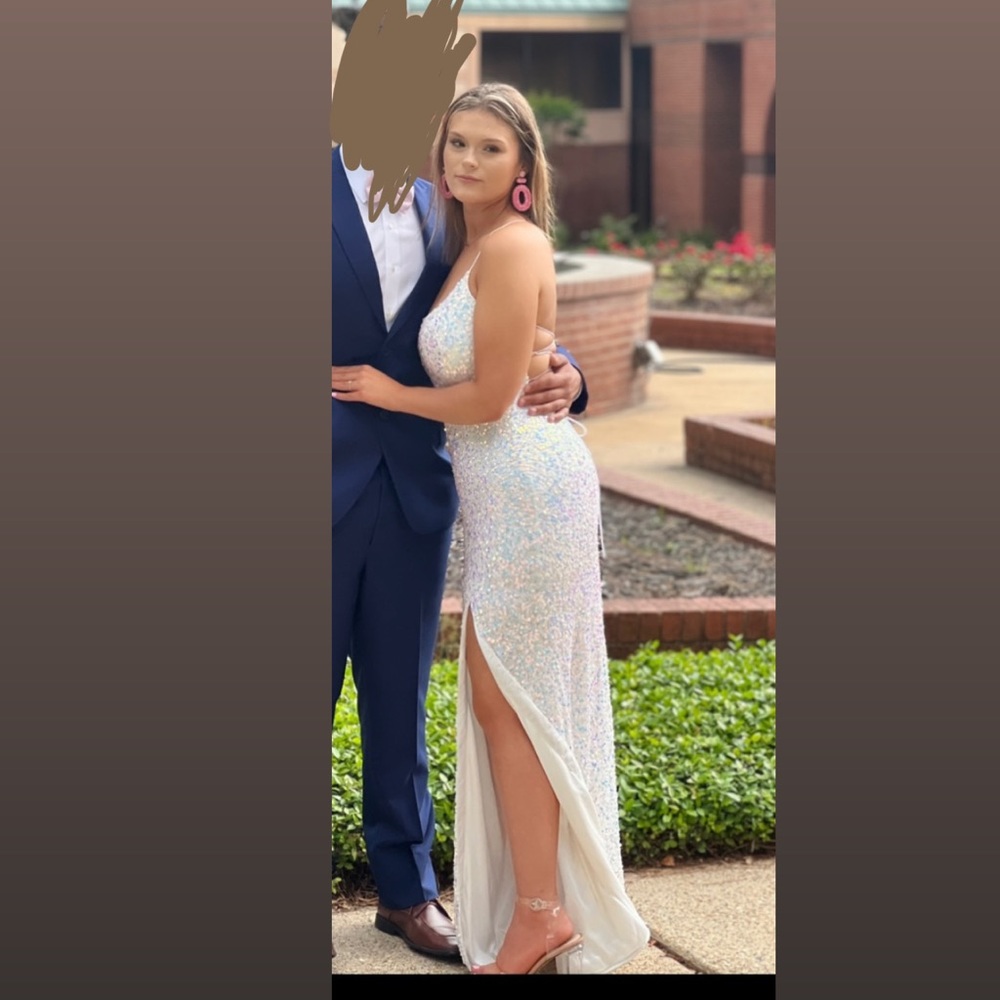 Prom dress white with sequins very cute!